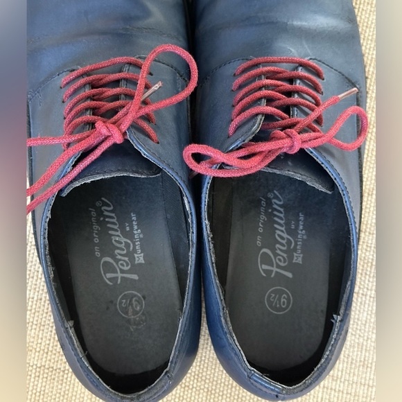 Penguin Men’s Lace Up Leather Oxford Shoes Navy **Flaws. ** - Picture 4 of 17